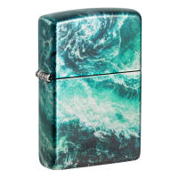 Зажигалка ZIPPO Rogue Wave с покрытием 540 Tumbled Chrome, латунь/сталь, бирюзовая