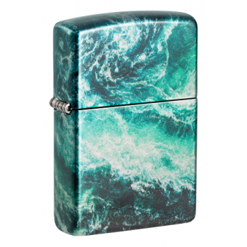 Зажигалка ZIPPO Rogue Wave с покрытием 540 Tumbled Chrome, латунь/сталь, бирюзовая