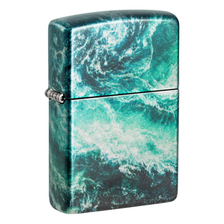 Зажигалка ZIPPO Rogue Wave с покрытием 540 Tumbled Chrome, латунь/сталь, бирюзовая