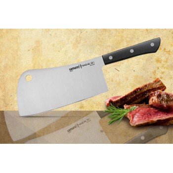 Нож-топорик кухонный для мяса Samura "HARAKIRI" (SHR-0040B) 180 мм, сталь AUS-8, рукоять ABS пластик, чёрный