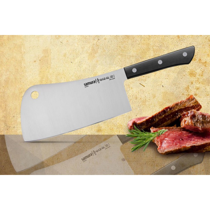 Нож-топорик кухонный для мяса Samura "HARAKIRI" (SHR-0040B) 180 мм, сталь AUS-8, рукоять ABS пластик, чёрный