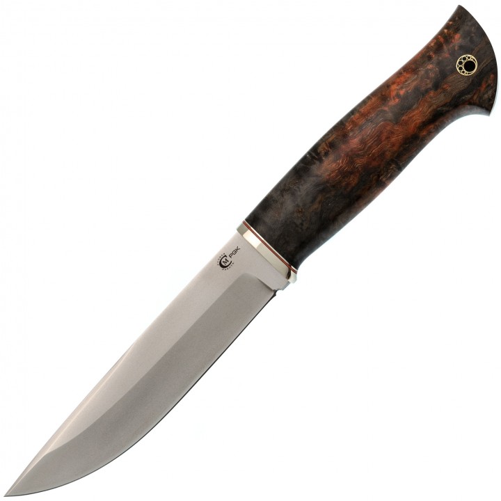 Нож Тигр, сталь PGK , рукоять мельхиор, стабилизированная карельская береза