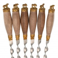 Набор из 6-ти шампуров Зверь, латунь