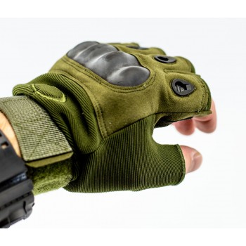 Тактические перчатки без пальцев, армейские, зеленые XL