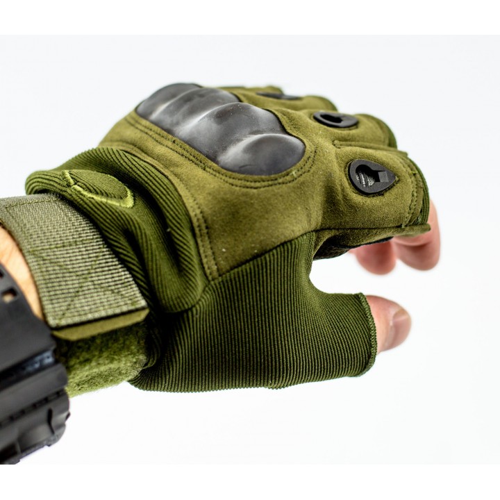 Тактические перчатки без пальцев, армейские, зеленые XL