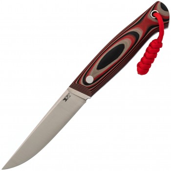 Нож Клык, сталь D2, рукоять G10 черно-красная с паракордом