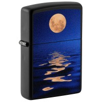 Зажигалка ZIPPO Moon Sunset с покрытием Black Light, латунь/сталь, чёрная, матовая