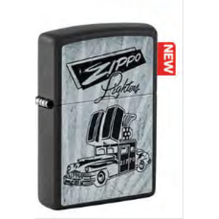 Зажигалка ZIPPO Car Design с покрытием Black Matte, латунь/сталь, черная