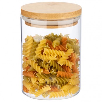 банка для продуктов MALLONY Bambu 0,6л круглая стекло, бамбук, силикон