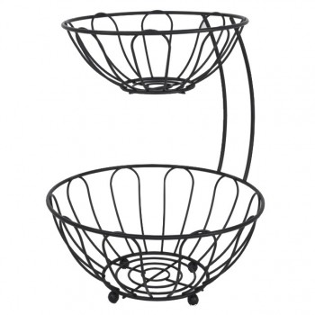 фруктовница TODELIA Black 26х26х32см двойная нерж.сталь