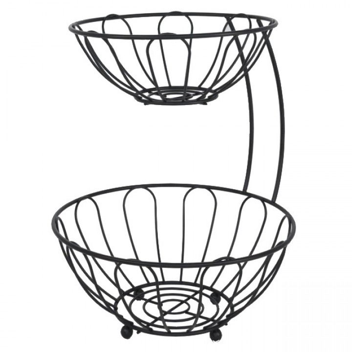 фруктовница TODELIA Black 26х26х32см двойная нерж.сталь