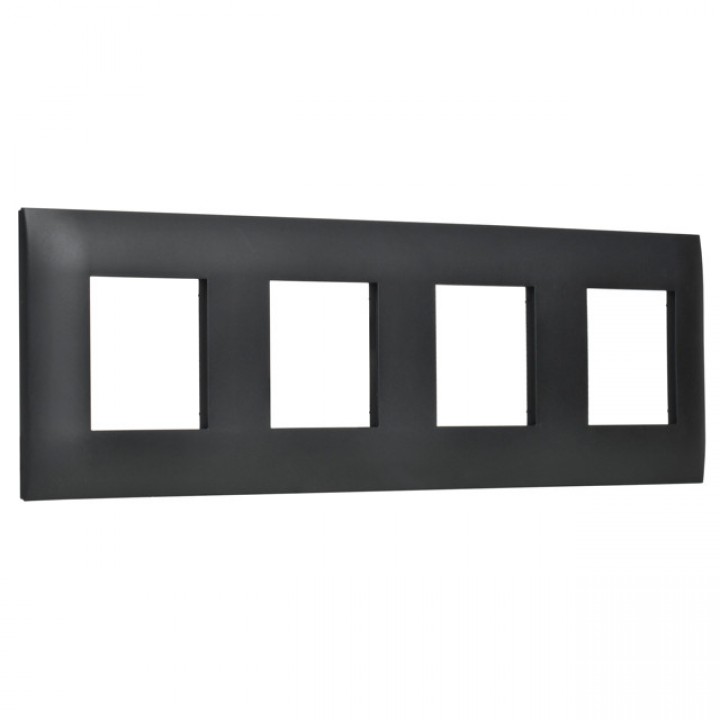 рамка 4 поста IEK Skandy поликарбонат черный