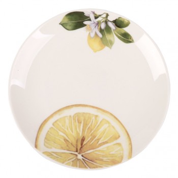 тарелка TODELIA Лимоны 17,7см десертная костяной фарфор