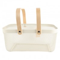 корзина для хранения TODELIA Thorm 400х210х180мм с ручкой металл/дерево белая