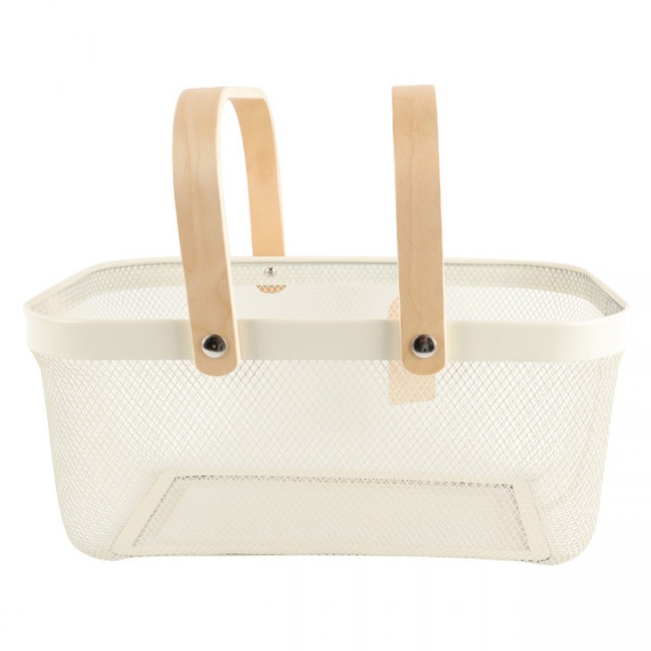 корзина для хранения TODELIA Thorm 400х210х180мм с ручкой металл/дерево белая