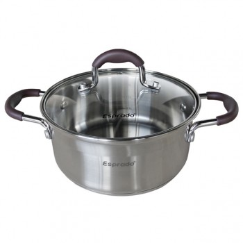 кастрюля  ESPRADO Toffee 2,1л 18см нерж.сталь стеклянная крышка индукция