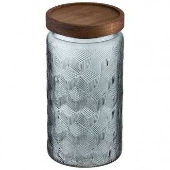 банка для продуктов LEONORD Amaretto 1л круглая стекло, дерево