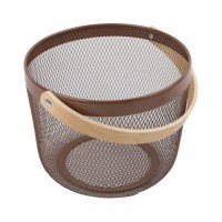 корзина TODELIA Netty 250х245х185мм с ручкой металл/дерево коричневый