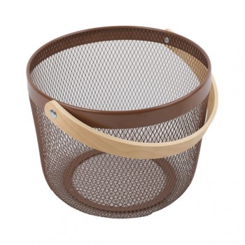 корзина TODELIA Netty 250х245х185мм с ручкой металл/дерево коричневый