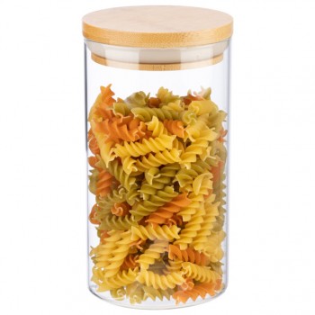 банка для продуктов MALLONY Bambu 1л круглая стекло, бамбук, силикон