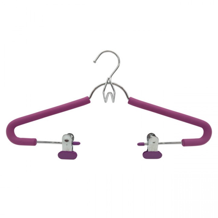 вешалка TODELIA 41см для легкой одежды и юбок металл с покрытием EVA с зажимами темно-фиолетовый