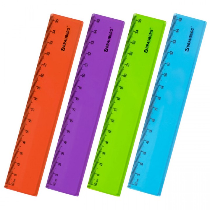 линейка BRAUBERG Fruity 15см пластик в асс-те