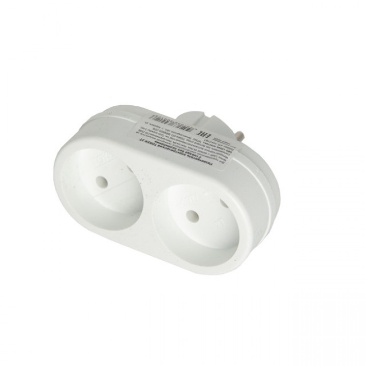 разветвитель 2 гнезда б/з 6А 2T белый