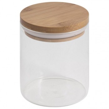 банка для продуктов MALLONY Bambu 0,45л круглая стекло, бамбук, силикон