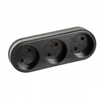 разветвитель 3 гнездо б/з 6A 3L черный