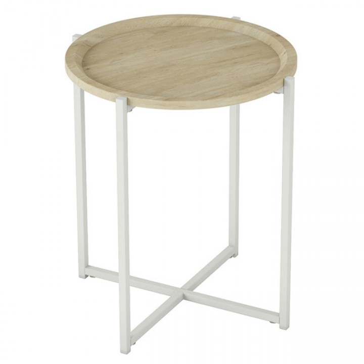 стол журнальный Калифорния Бьерн 455х455х505мм дуб санремо/белый