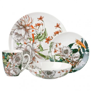 сервиз столовый MAXWELL & WILLIAMS Тропические цветы 4/16 костяной фарфор