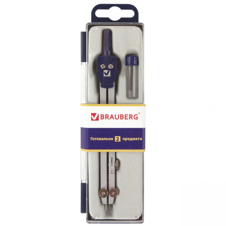 готовальня BRAUBERG Student Oxford 2 предм циркуль 14см грифель пенал