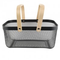 корзина для хранения TODELIA Thorm 400х210х180мм с ручкой металл/дерево черная