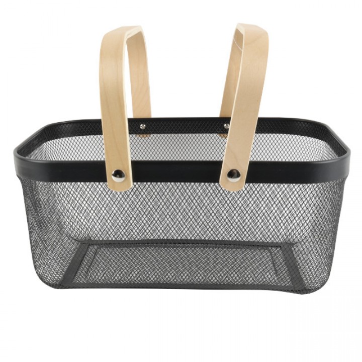 корзина для хранения TODELIA Thorm 400х210х180мм с ручкой металл/дерево черная