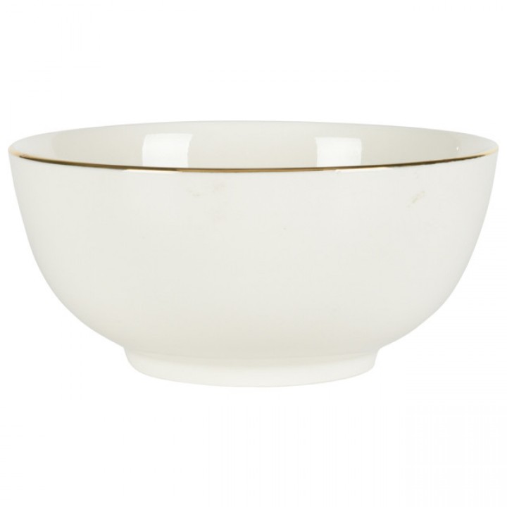 тарелка KOOPMAN Золотой обод 19см глубокая фарфор белый