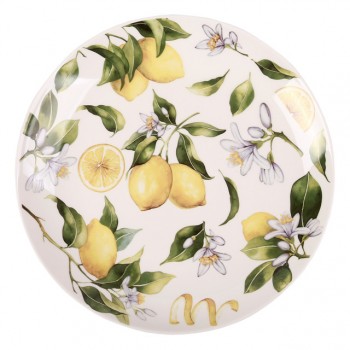 тарелка TODELIA Лимоны 27,5см обеденная костяной фарфор