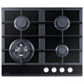 поверхность газ на стекле DARINA 1T3 C308 B 4 конфорки чугун черный