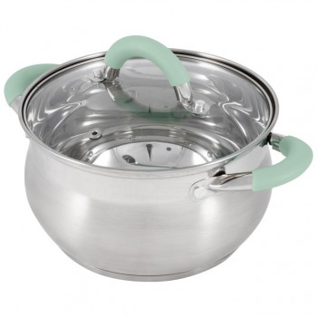 кастрюля MALLONY Mentolo 3,6л 20см нерж.сталь стеклянная крышка индукция