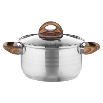 кастрюля MALLONY Foresta 2,5л 18см нерж.сталь стеклянная крышка индукция