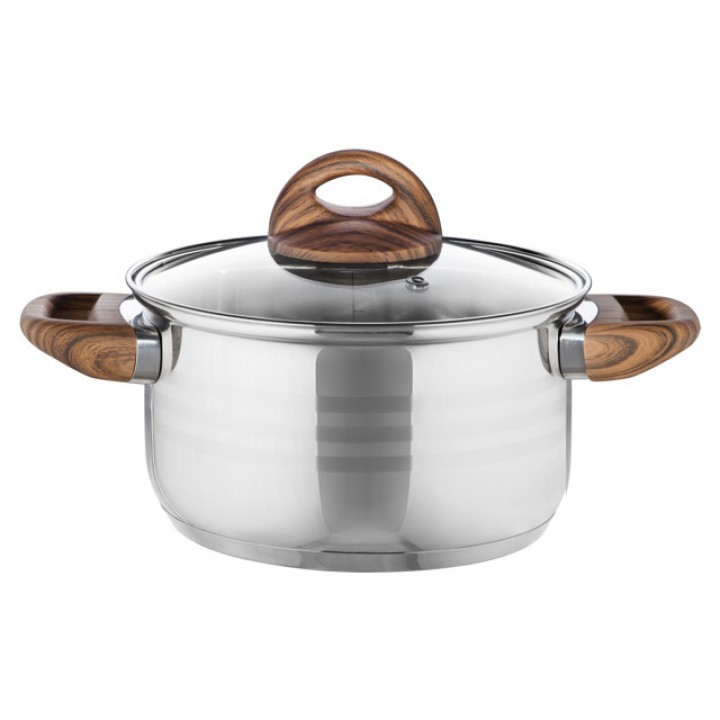 кастрюля MALLONY Foresta 2,5л 18см нерж.сталь стеклянная крышка индукция