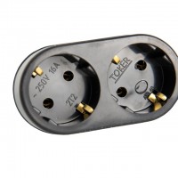 разветвитель 2 гнездо с/з 16А 2T2 черный