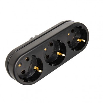 разветвитель 3 гнездо с/з 16А 3L3 черный