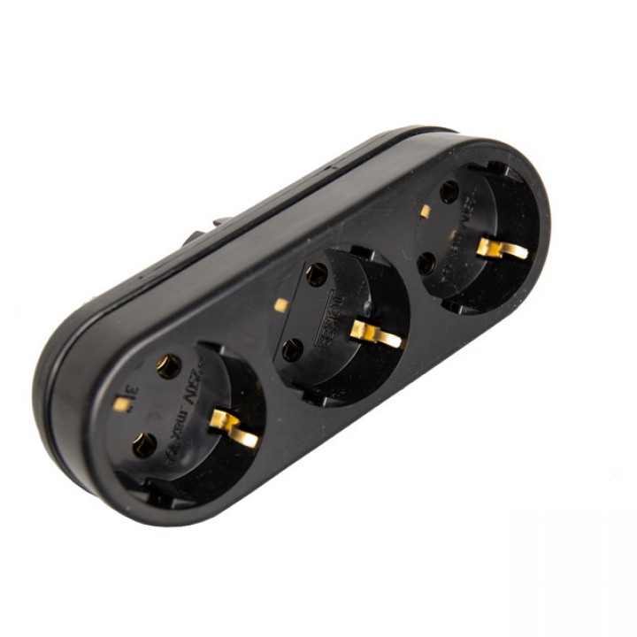 разветвитель 3 гнездо с/з 16А 3L3 черный