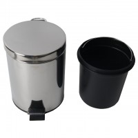 контейнер для мусора TODELIA 5л круглый с педалью нерж. сталь, пластик хром