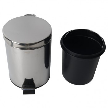 контейнер для мусора TODELIA 5л круглый с педалью нерж. сталь, пластик хром