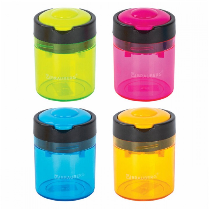 точилка BRAUBERG Office Round 2 отверстия пластик в асс-те