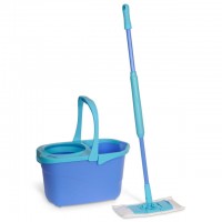 набор для уборки SPONTEX Express System+: ведро 7л с отжимом + поломой 130см микрофибра, пластик