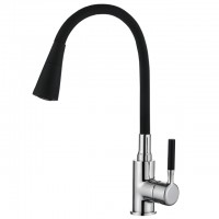 смеситель для кухни LEDEME L4199-2 силиконовый гибкий излив черный