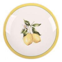 тарелка TODELIA Лимоны 23см обеденная костяной фарфор