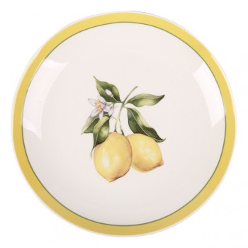 тарелка TODELIA Лимоны 23см обеденная костяной фарфор